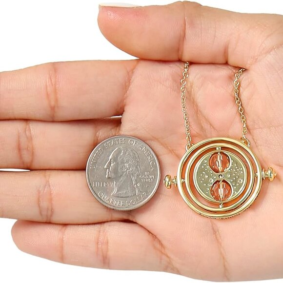 Jewelry Brass Time Turned Hourglass Necklace 22" Vintage Magical Gift - Picture 6 of 7